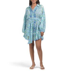 MISS JUNE Blue Printed Mini Dress